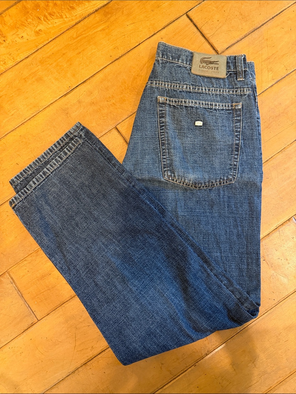 Lacoste Men’s Dark Blue Straight Leg Jeans like new 34X32 length
